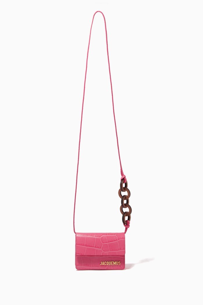 

Le Petit Riviera Bag in Croc-Embossed Leather, Pink