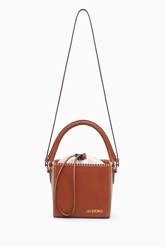 

Le Seau Carré Bag in Leather, Brown