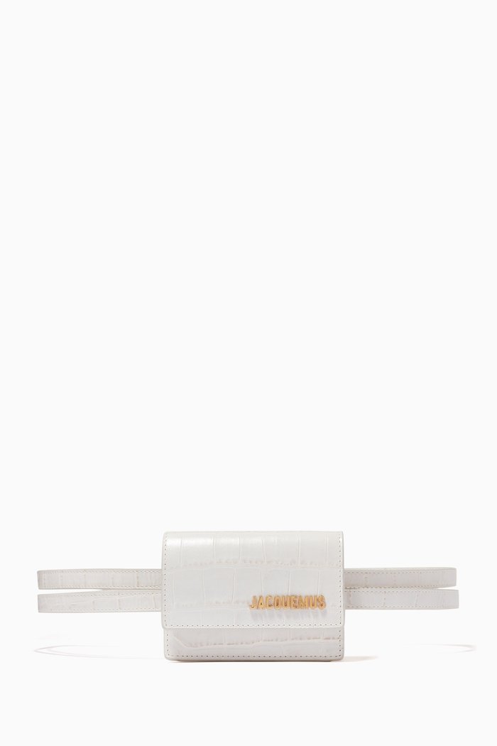 

La Ceinture Bello Mini Belt Bag in Croc-Embossed Leather, White