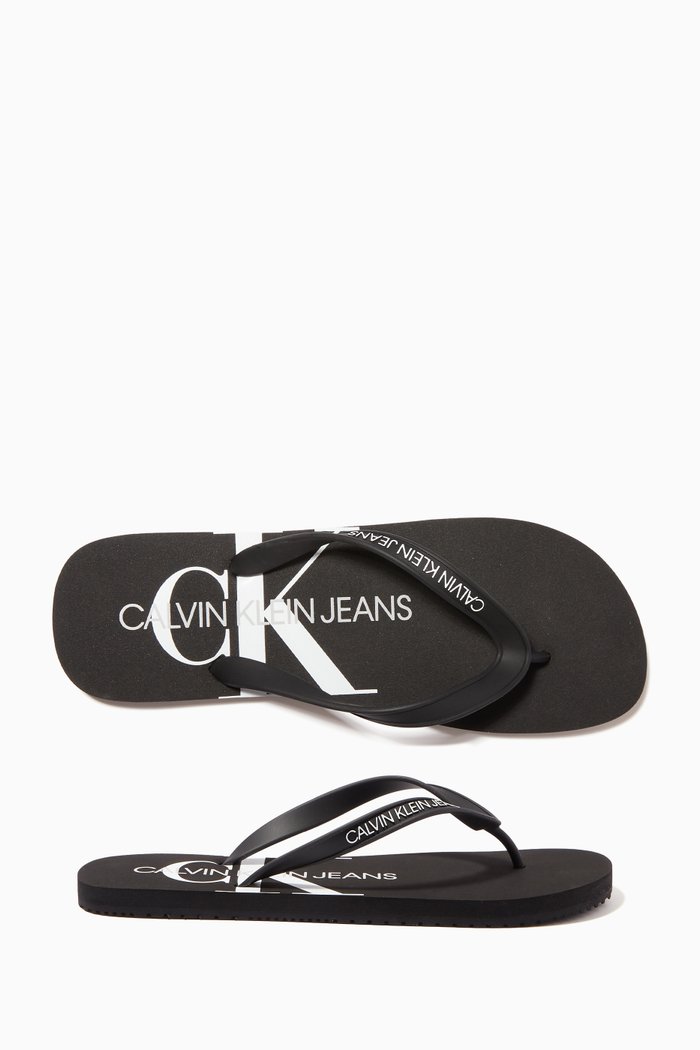 

Flip Flop Monogram Sliders, Black