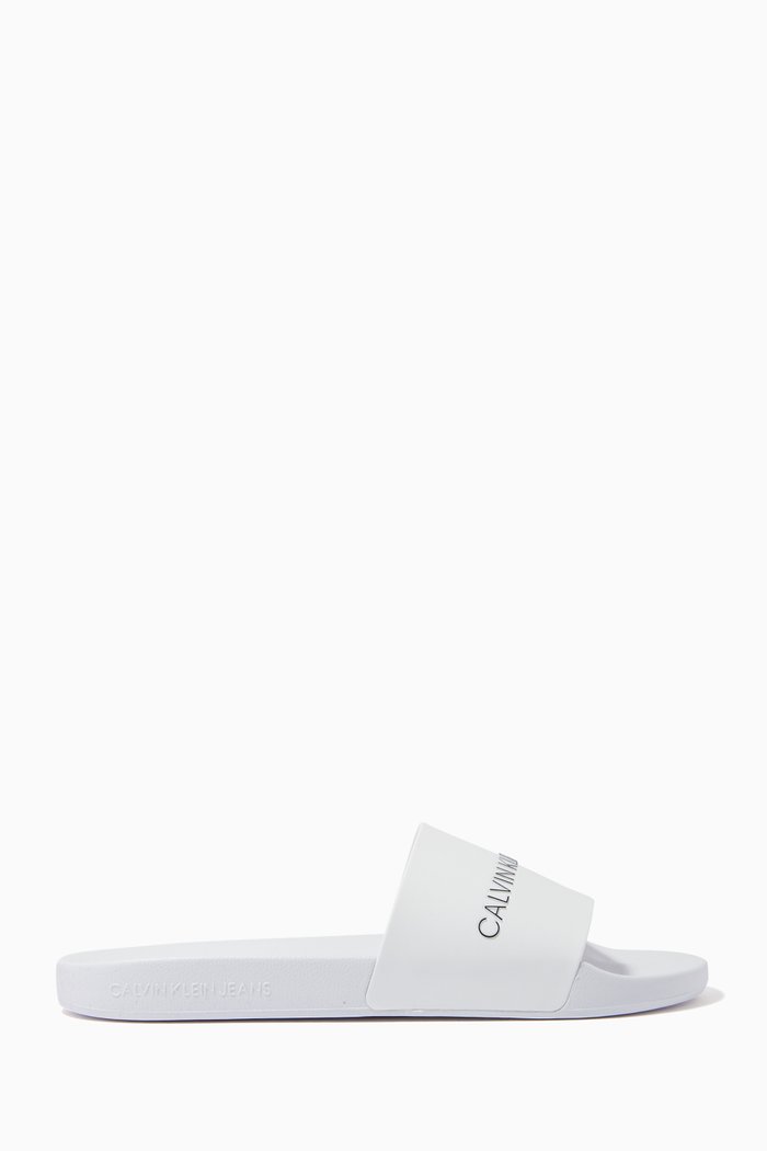CK Slides in Rubber, White