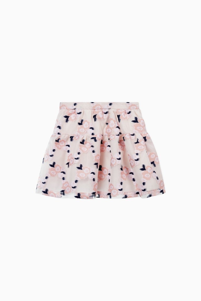 

Rose Garland Organza Tiered Skirt, Pink