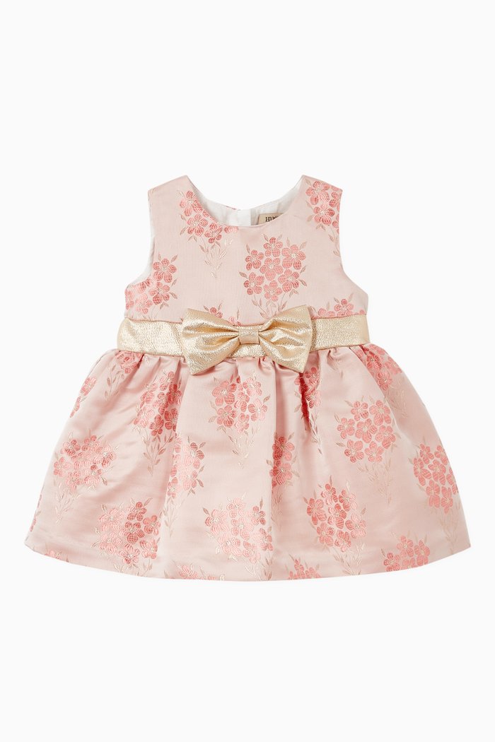 Bow Phlox Jacquard Dress with Bloomers, Pink