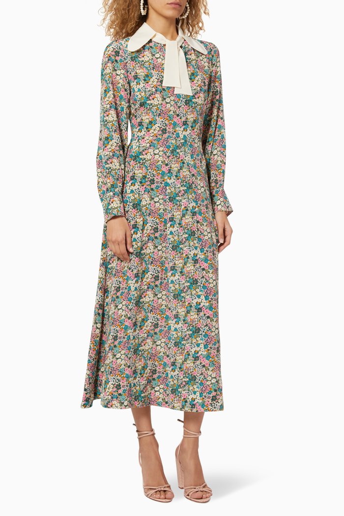 

Floral Meadow Silk Dress, Multicolour