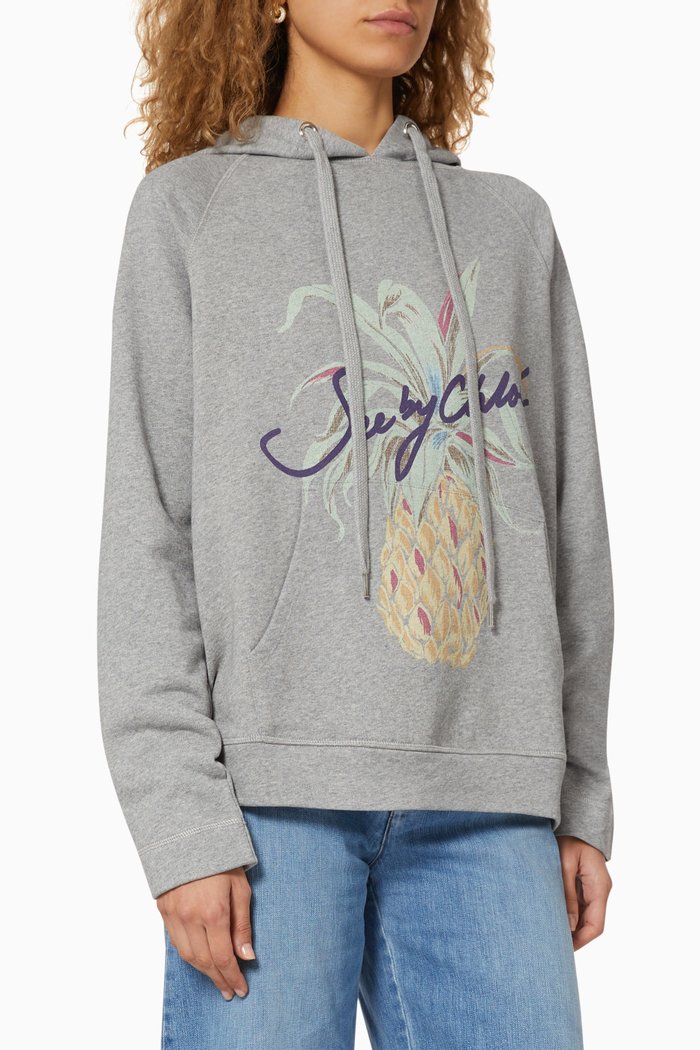 

Logo Pineapple Print Hooded Sweatshirt, Grey