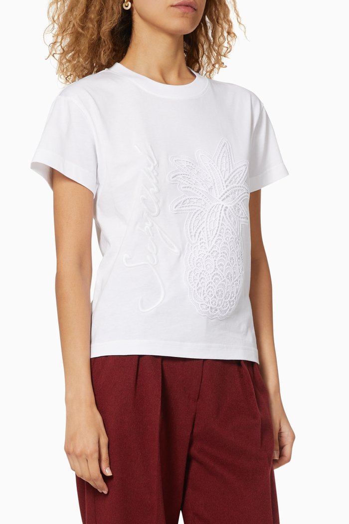 

Logo Pineapple Embroidered Cotton T-Shirt, White