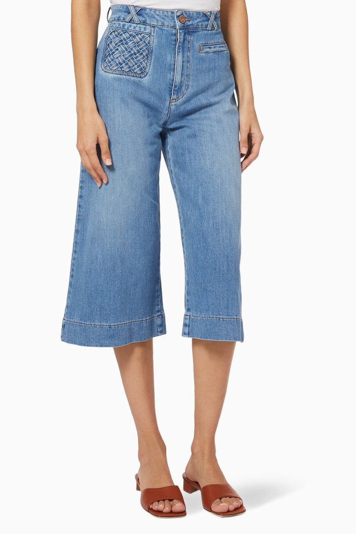 

Wide Denim Culottes, Blue