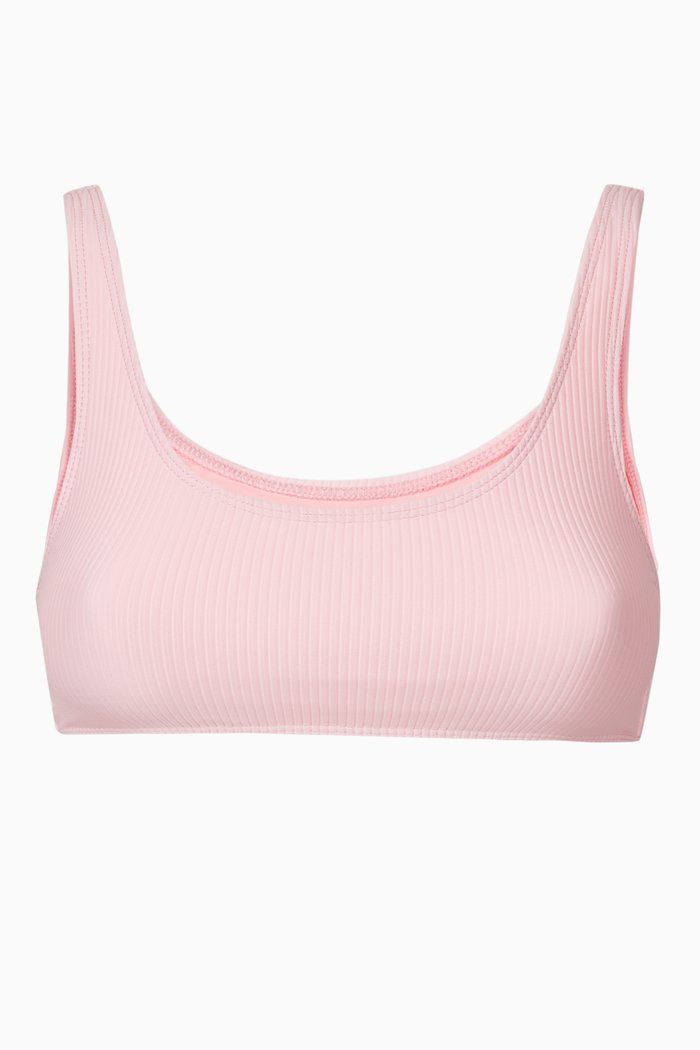 

Connor Ribbed Scoop Bikini Top, Pink