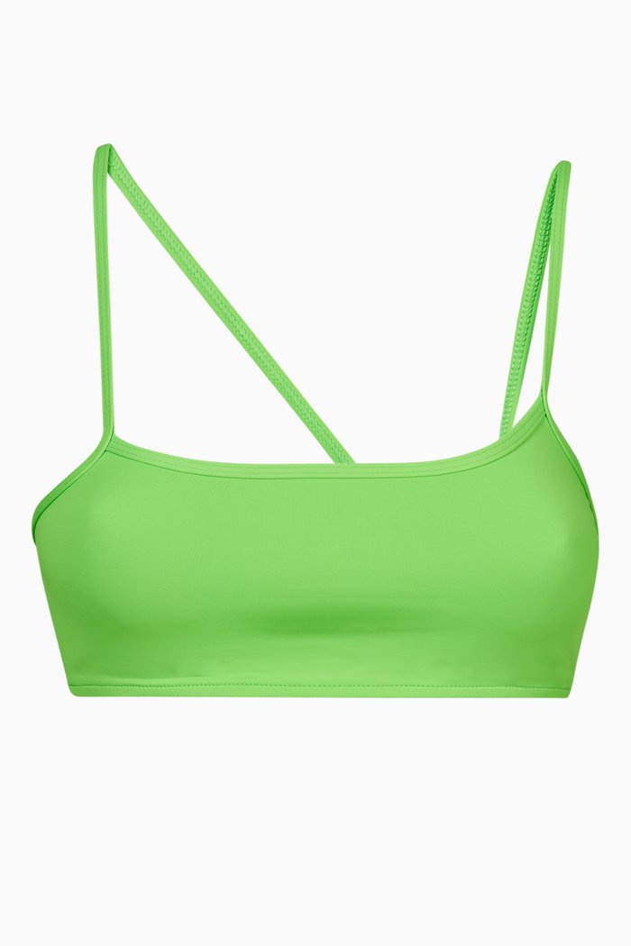 

Oliver Asymmetric Bikini Top in Stretch Nylon, Green