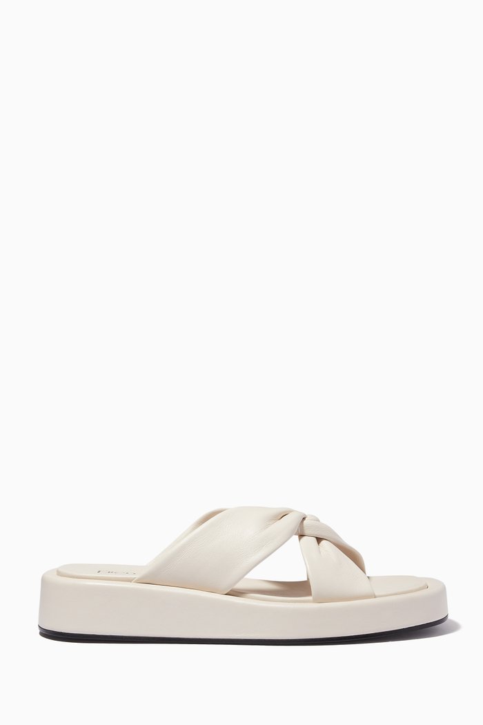 

Tresse Slides in Lambskin, White
