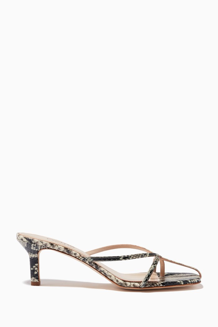 

Etoile Mules in Snake Print Leather, Grey