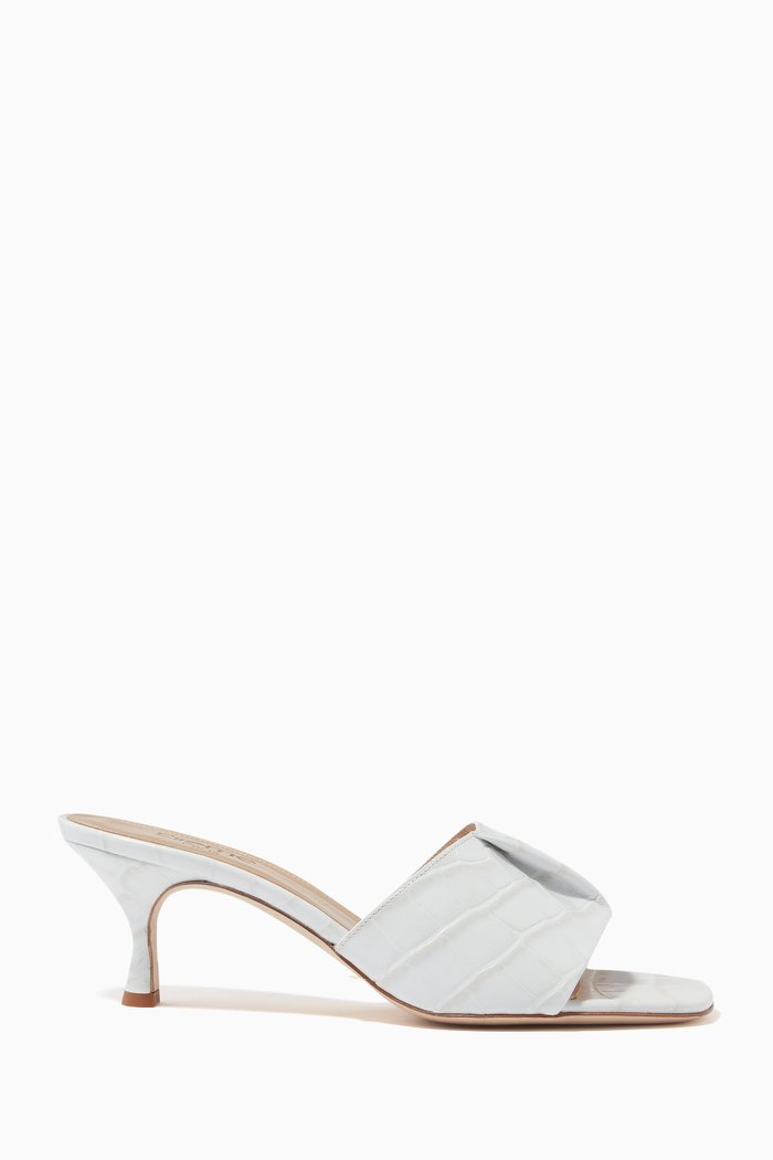 

Fold Mules in Croco Embossed Leather, White