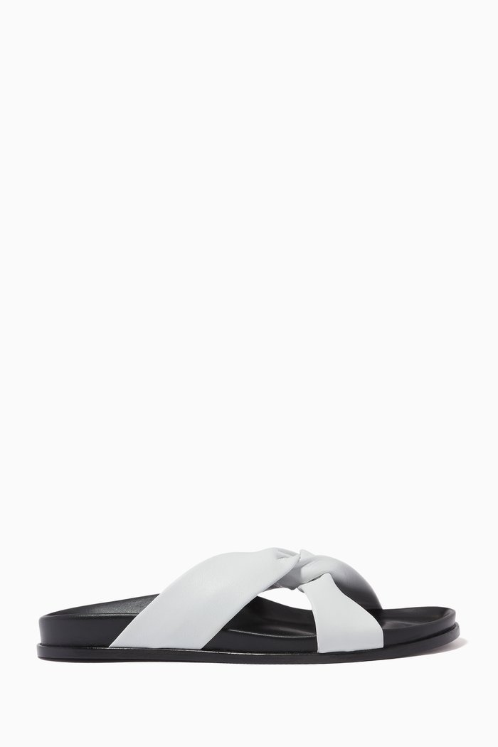 

Tresse Slides in Lambskin, White