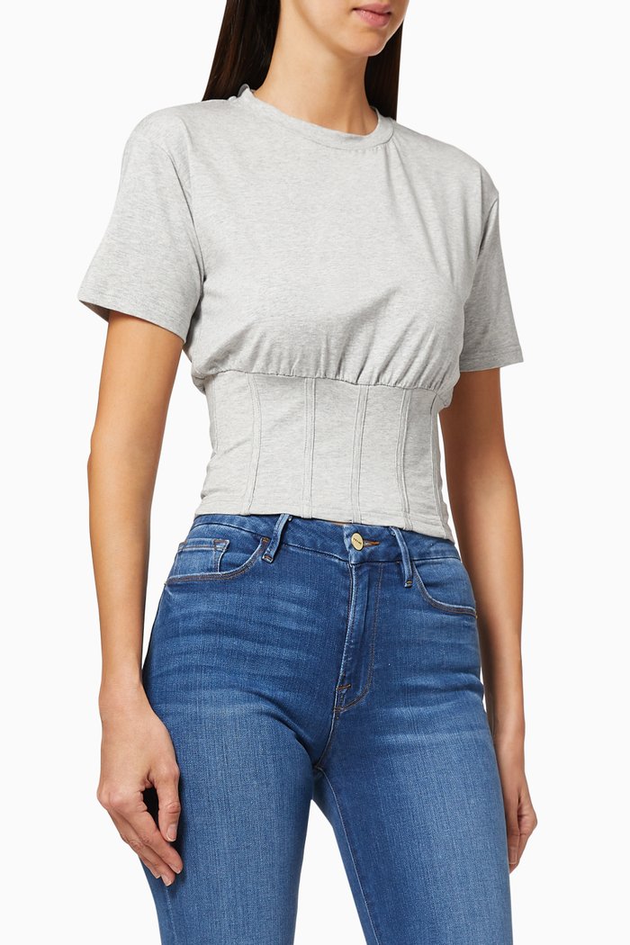 Corset Jersey T-Shirt, Grey