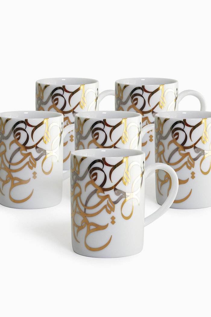 

Calligraffiti Mugs, Set of 6, White