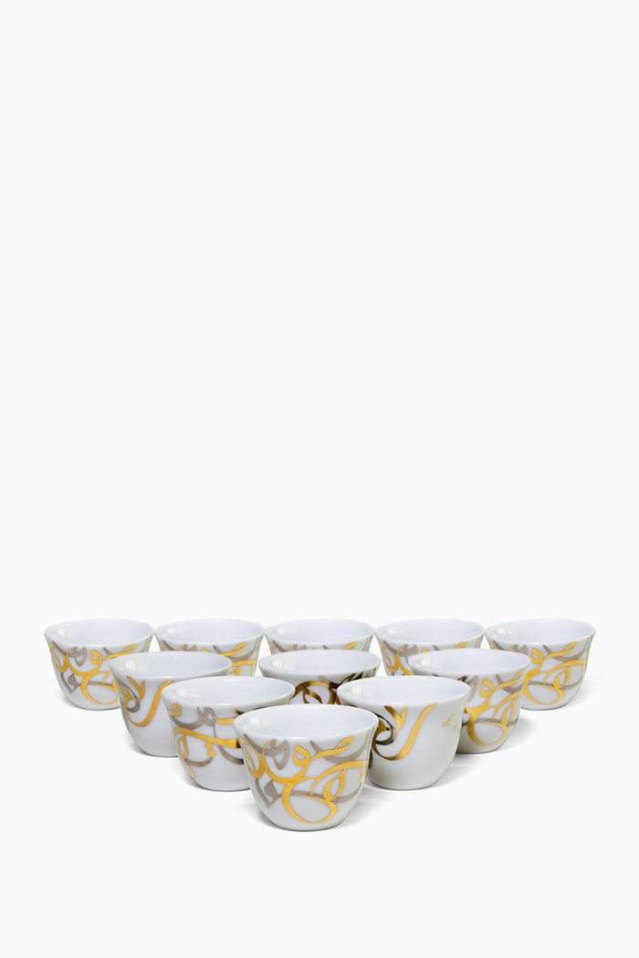 

Calligraffiti Arabic Coffee Cups, Set of 6, White