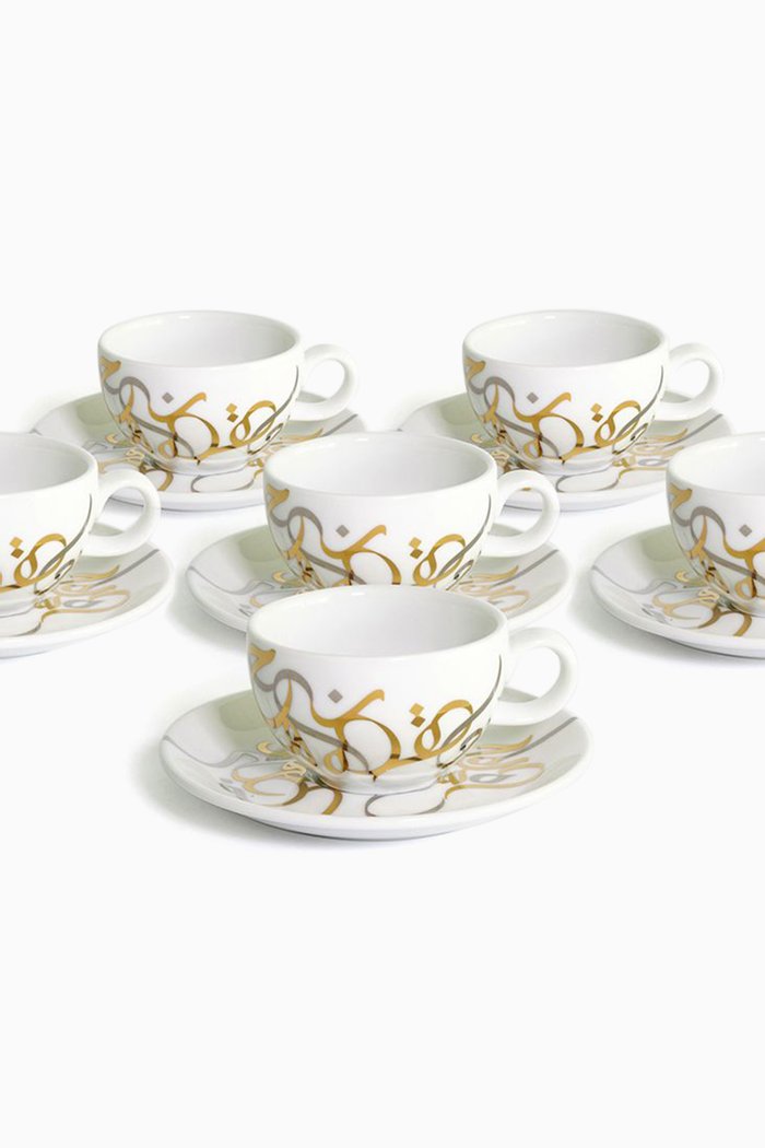 

Calligraffiti Tea Cups, Set of 6, White