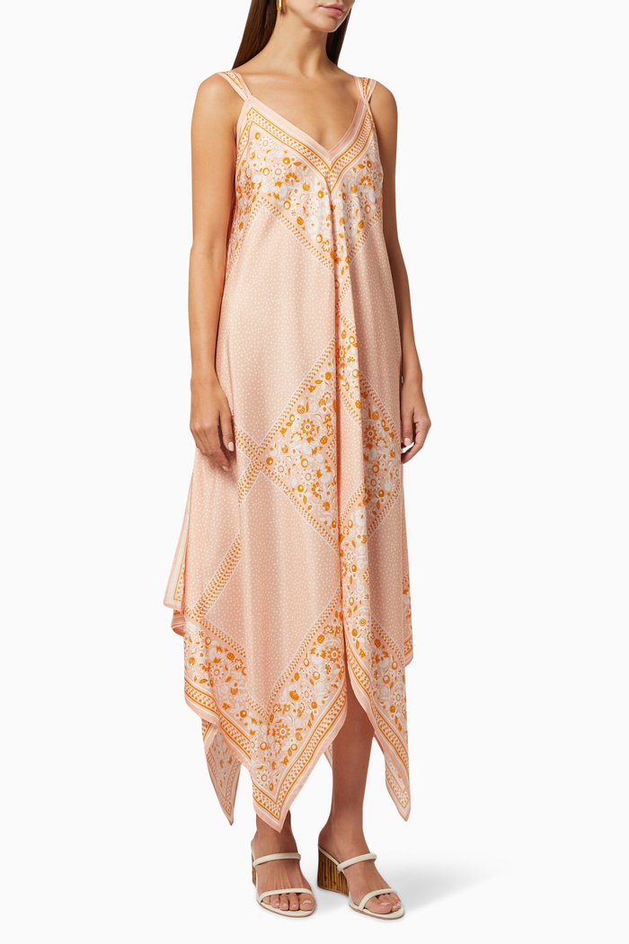 

Spaghetti Dress in Floral Silk, Pink