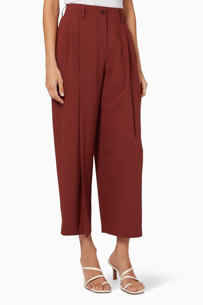 

Georgette Cropped Pants, Brown