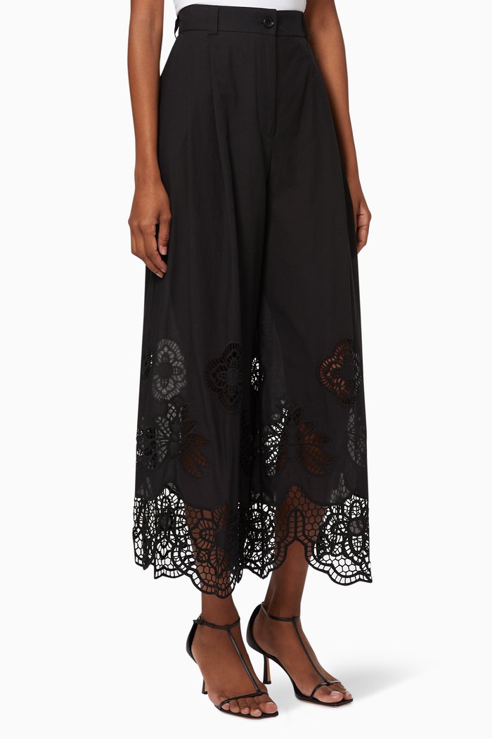 

High-waist Crochet Pants, Black