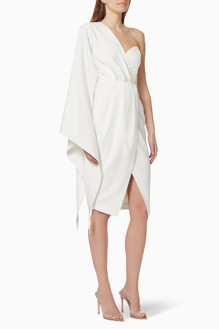 

One Shoulder Wrap Dress, White
