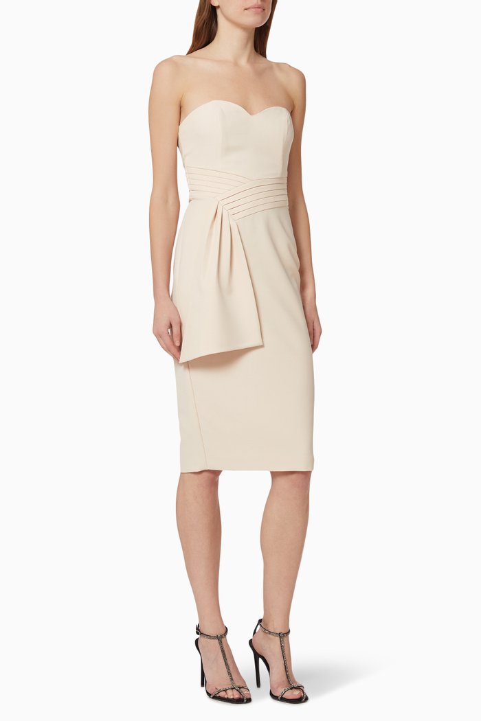 

Pleated Bandeau Dress, Neutral