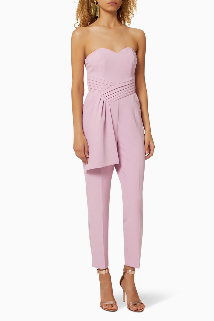 

Pleated Bandeau Drape Detail Jumpsuit, Pink