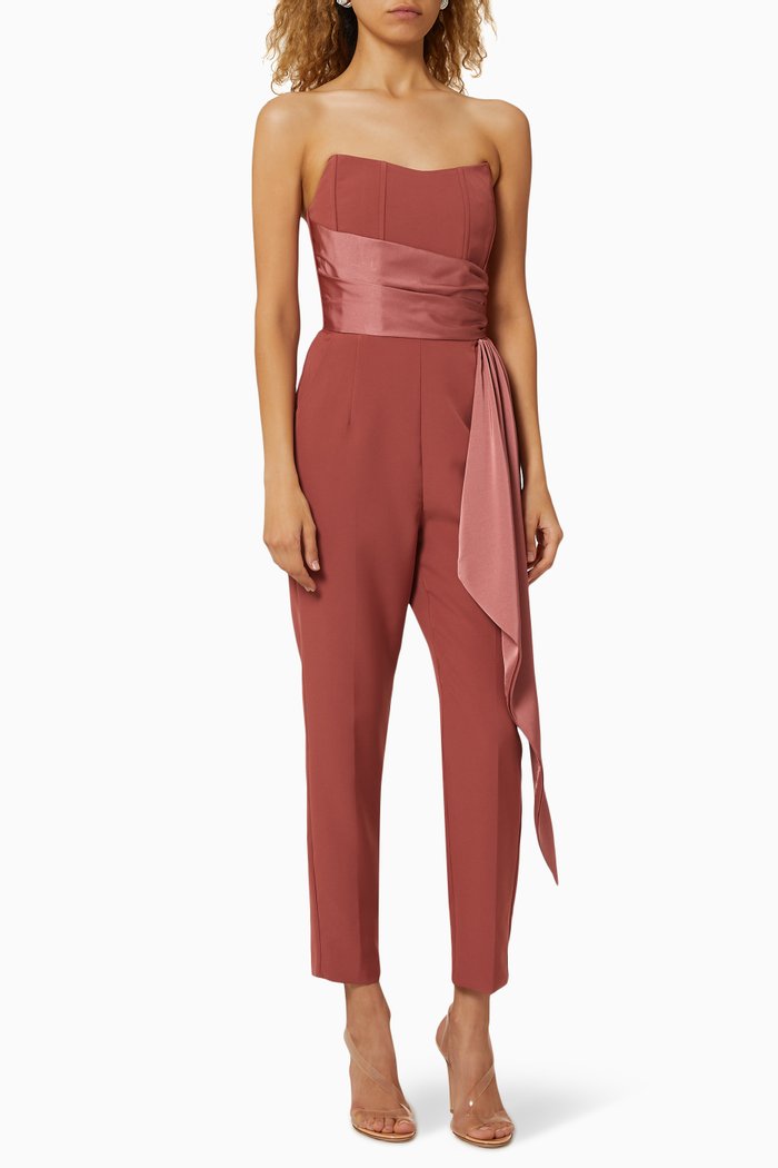 

Satin Draped Bandeau Jumpsuit, Pink