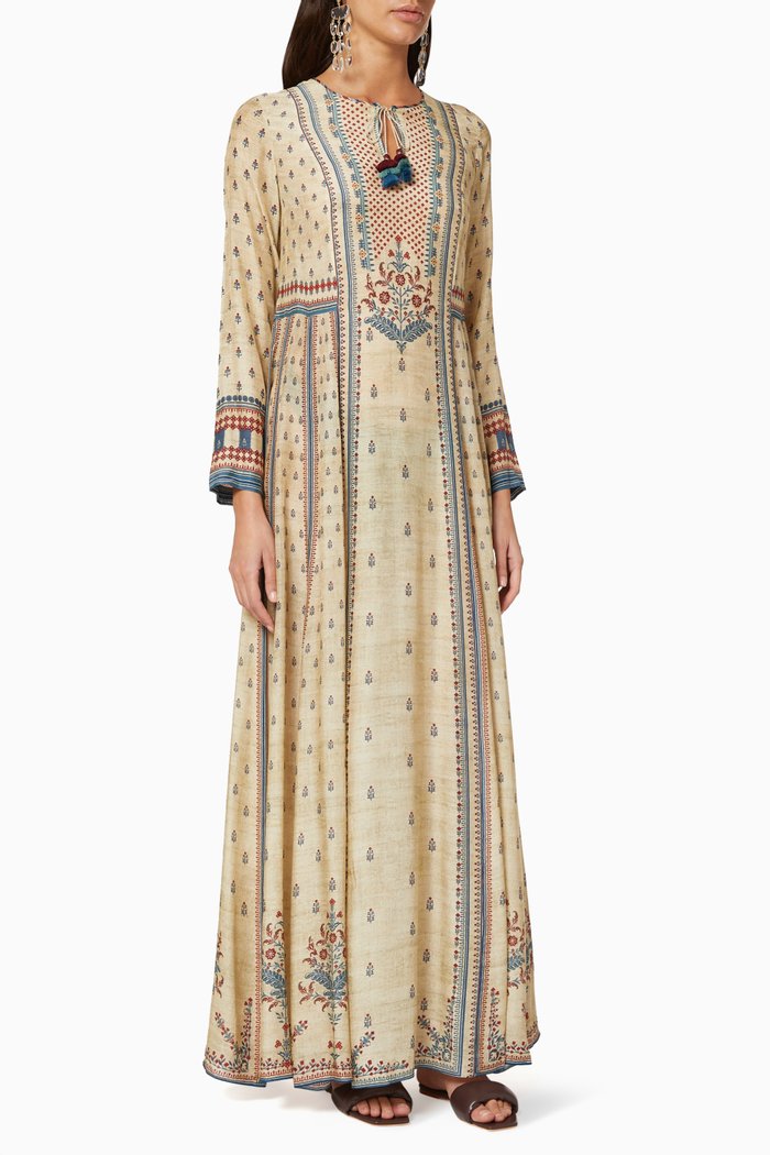 

Self-Tie Printed Kaftan, Multicolour