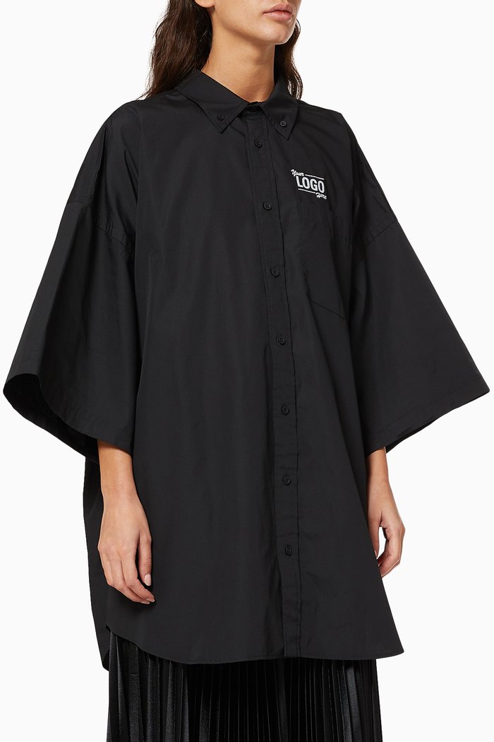 

Your Logo Here One Size Fit Shirt in Cotton Poplin, Black