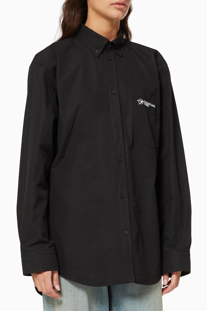 

Corporate Large Fit Shirt in Cotton Poplin, Black