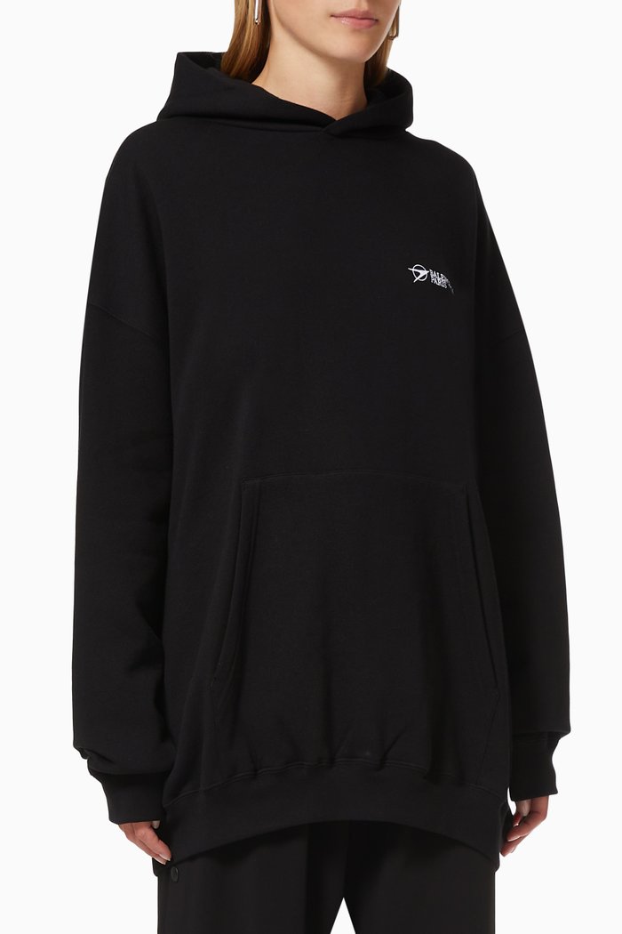 

Corporate Large Fit Hoodie in Curly Fleece, Black