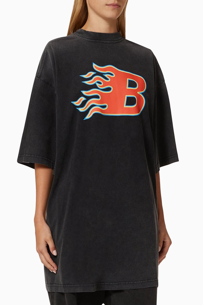 

Flame Large Fit T-shirt in Organic Vintage Jersey, Black