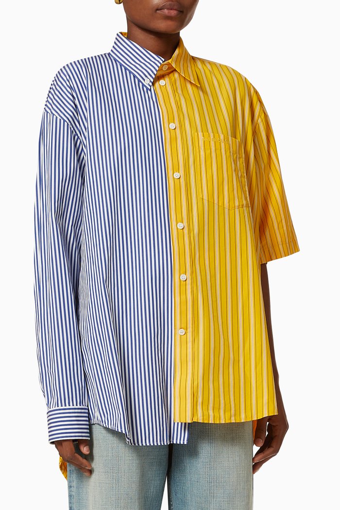 

50/50 Oversized Shirt in Striped Cotton Poplin, Multicolour