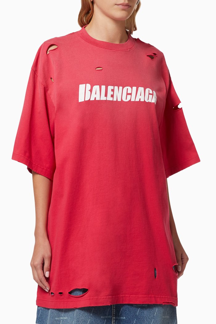 

Caps Destroyed Flatground Large Fit T-shirt in Organic Vintage Jersey, Red
