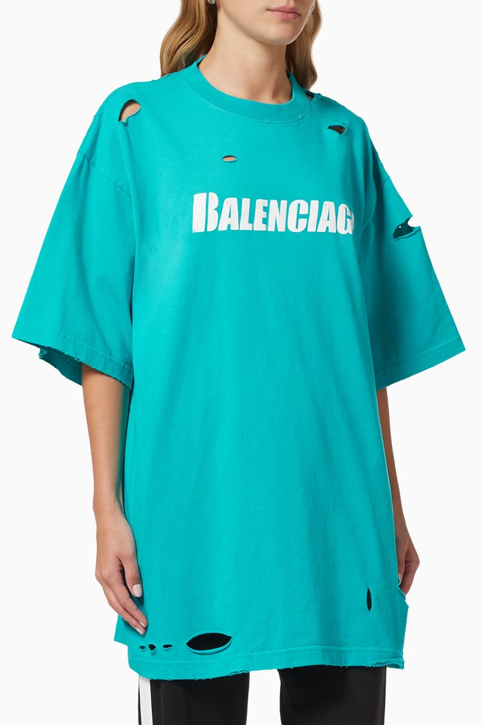 

Caps Destroyed Flatground Large Fit T-shirt in Organic Vintage Jersey, Blue