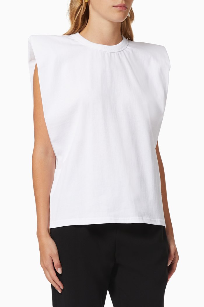 

Eva Padded Shouler Muscle T-Shirt, White
