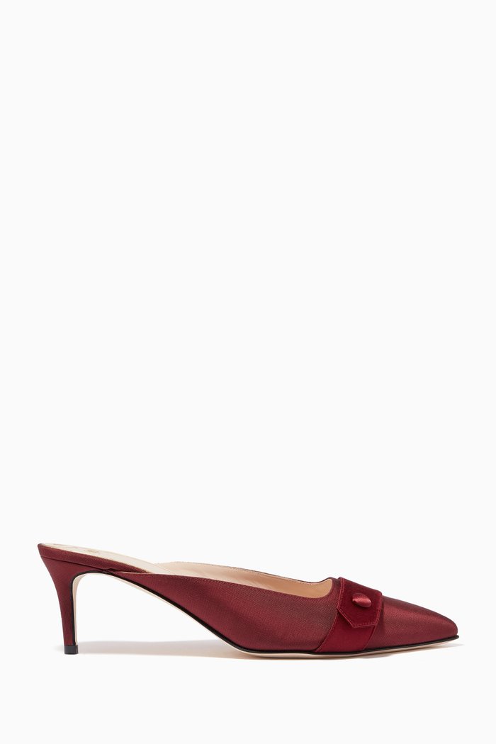 Sophistry Mules in Grossgrain and Satin, Burgundy