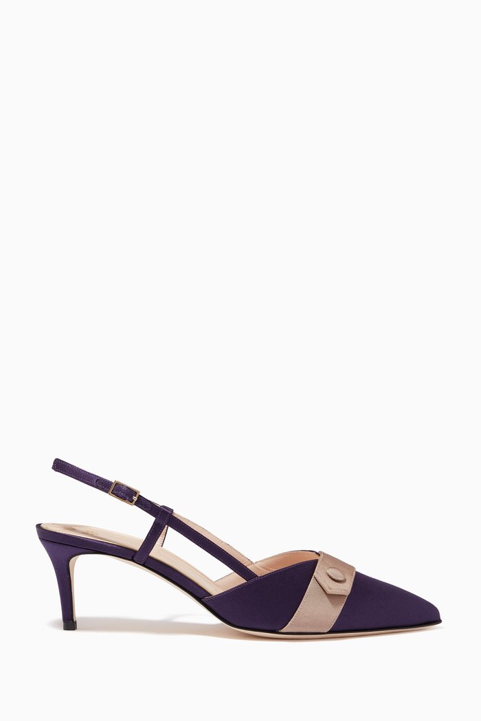 

Fionda Sofistica Contrast Pumps in Satin and Grossgrain, Purple