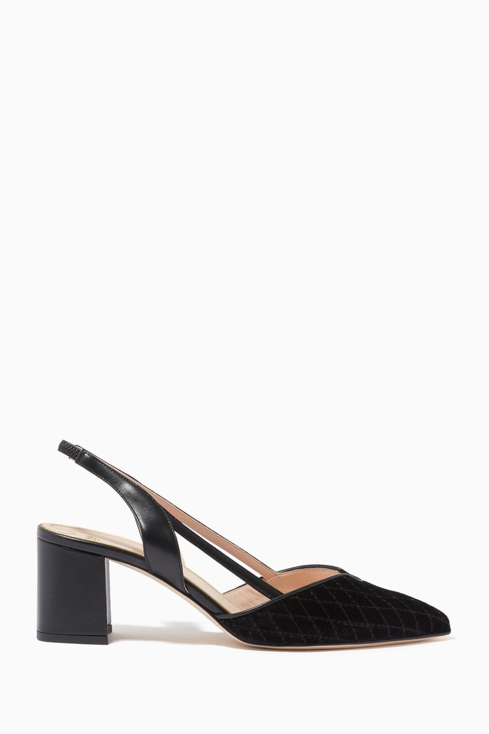 Fionda Slingback Pumps in Velvet, Black