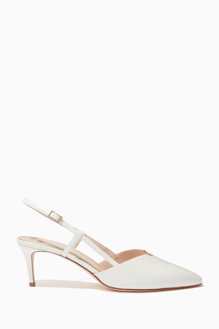 

Fionda Slingback Pumps in Patent Calfskin Leather, White