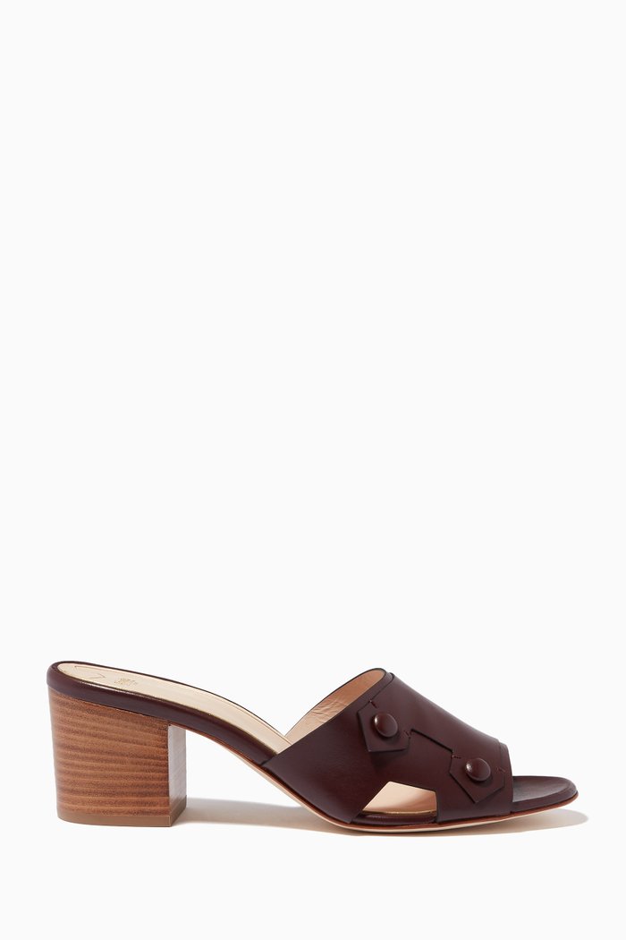 

Graffeta Mules in Soft Calfskin and Wood, Burgundy
