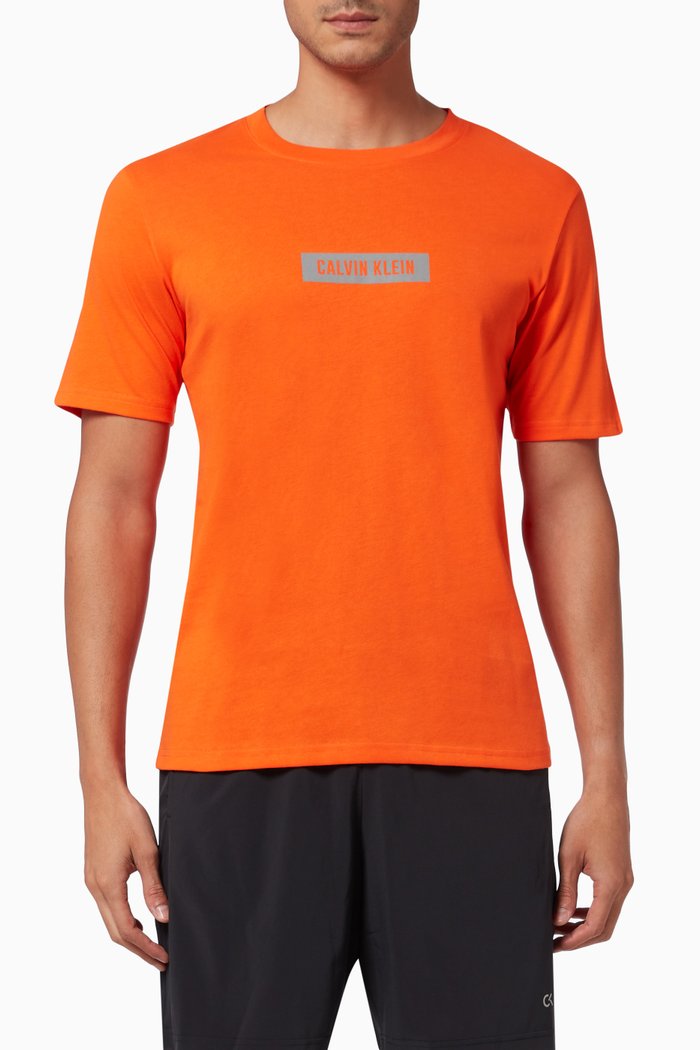 

Logo Gym T-shirt in Cotton Stretch Blend, Orange