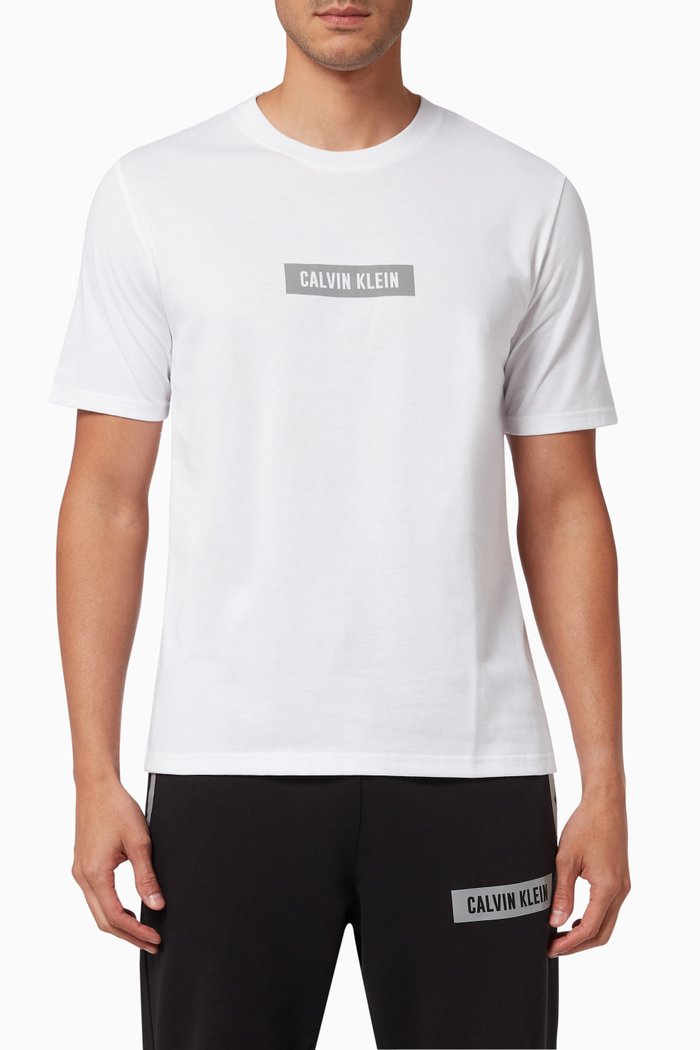 

Logo Gym T-shirt in Cotton Stretch Blend, White
