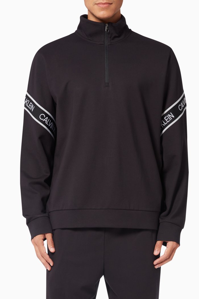 

CK Logo Tape Jersey Sweatshirt, Black