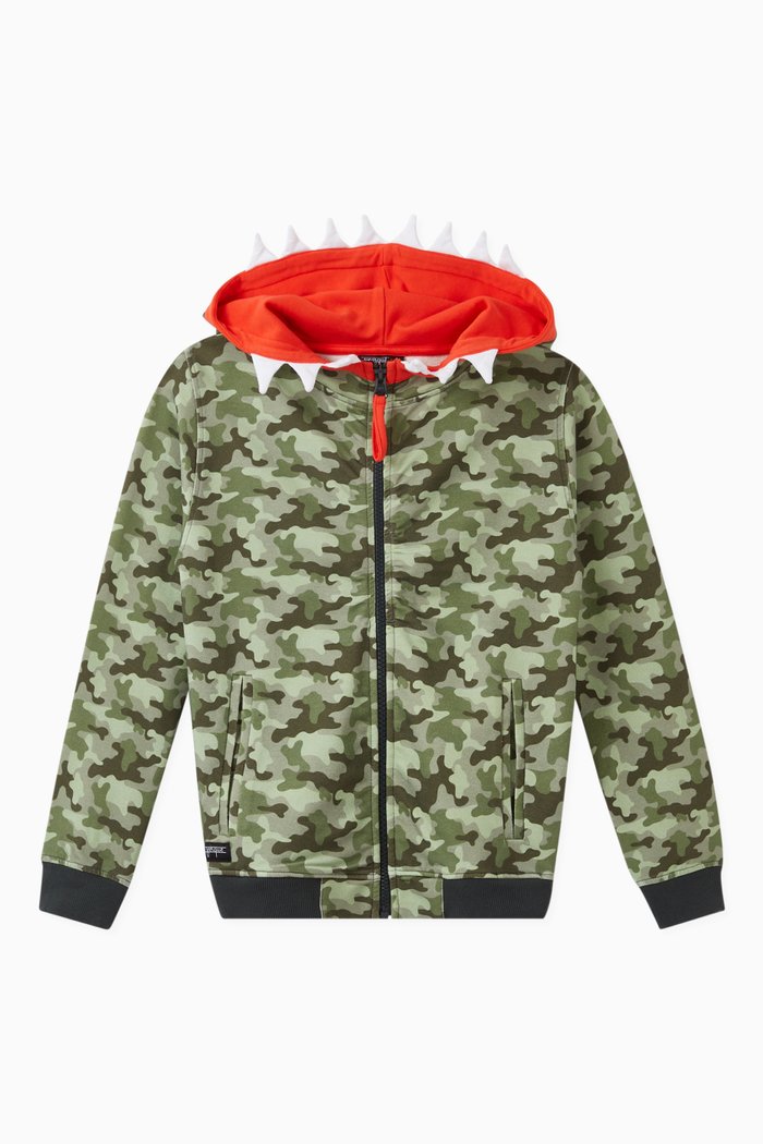 

Animal Teeth Hooded Jersey Sweatshirt, Multicolour