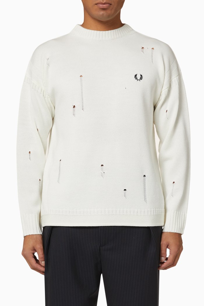 

x Casely-Hayford Distressed Knit Sweater, White