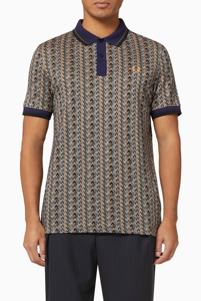 

x Casely-Hayford Jacquard Knit Polo Shirt, Blue
