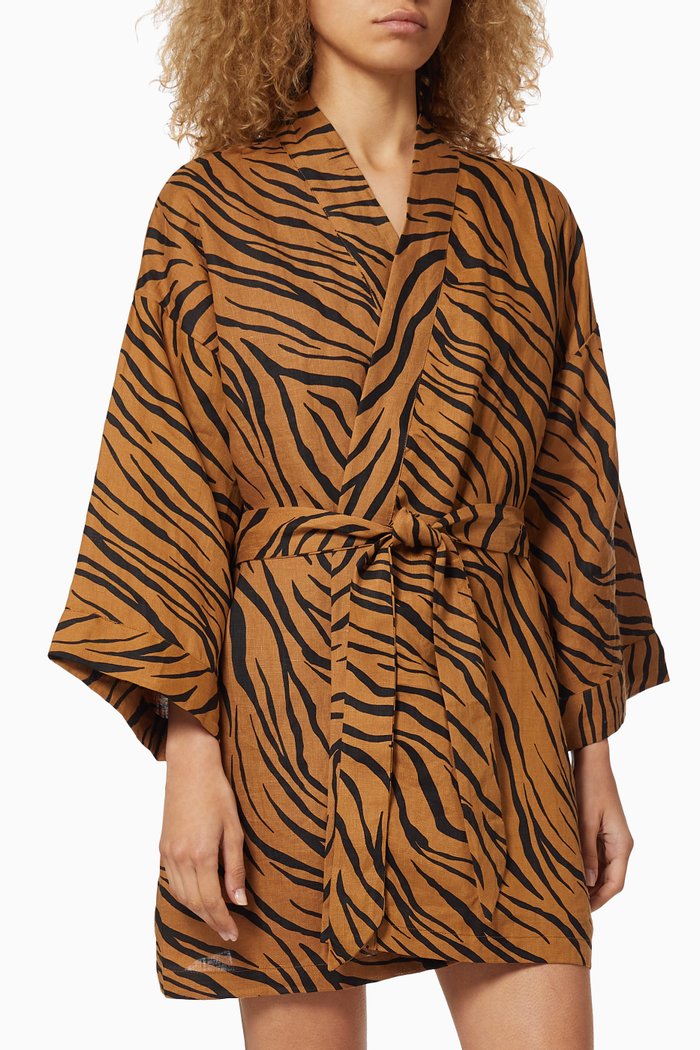 

Larissa Linen Robe, Brown