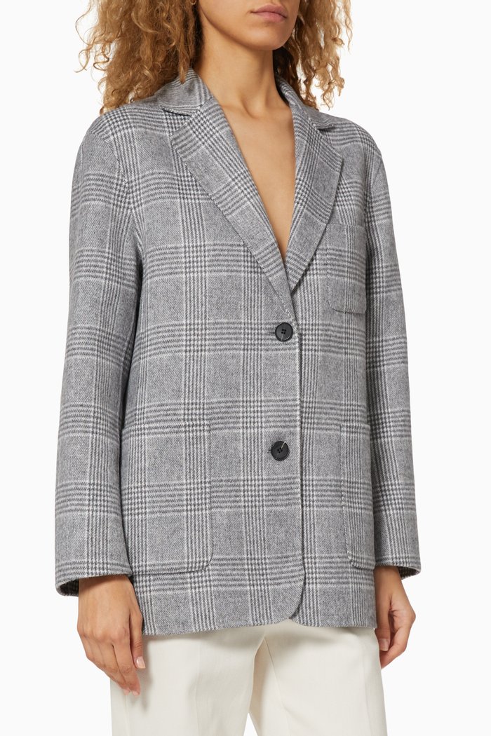 Blazer-Style Double Face Coat, Grey